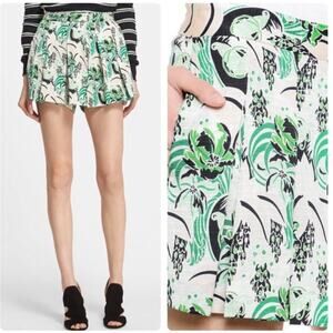 Veronica Beard Palm Garden Print Pleated Skort